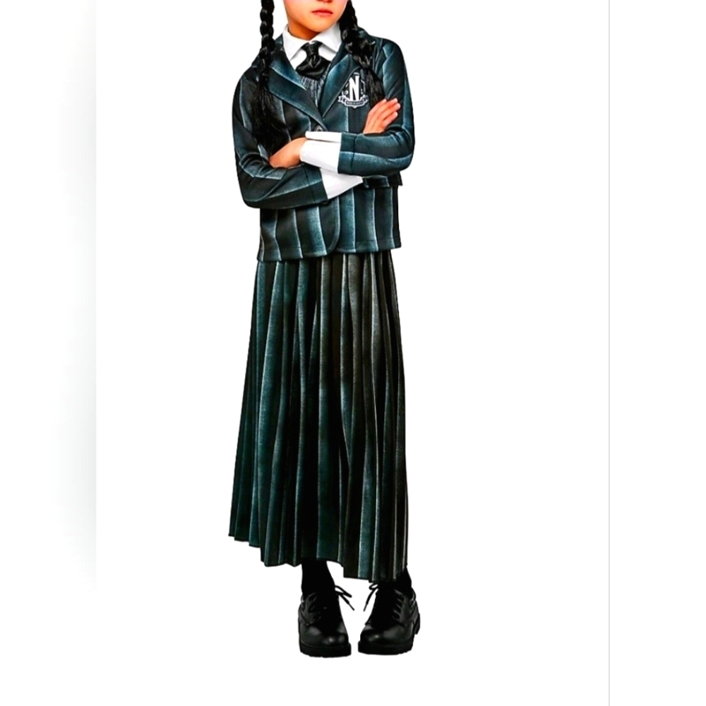 New Wednesday Adams Nevermore Uniform dress Halloween Costume, size L 10 / 12